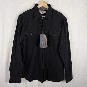 MBX Premium Goods Shirt Casual Pocket Button Up Black Long Sleeve Size Large NWT